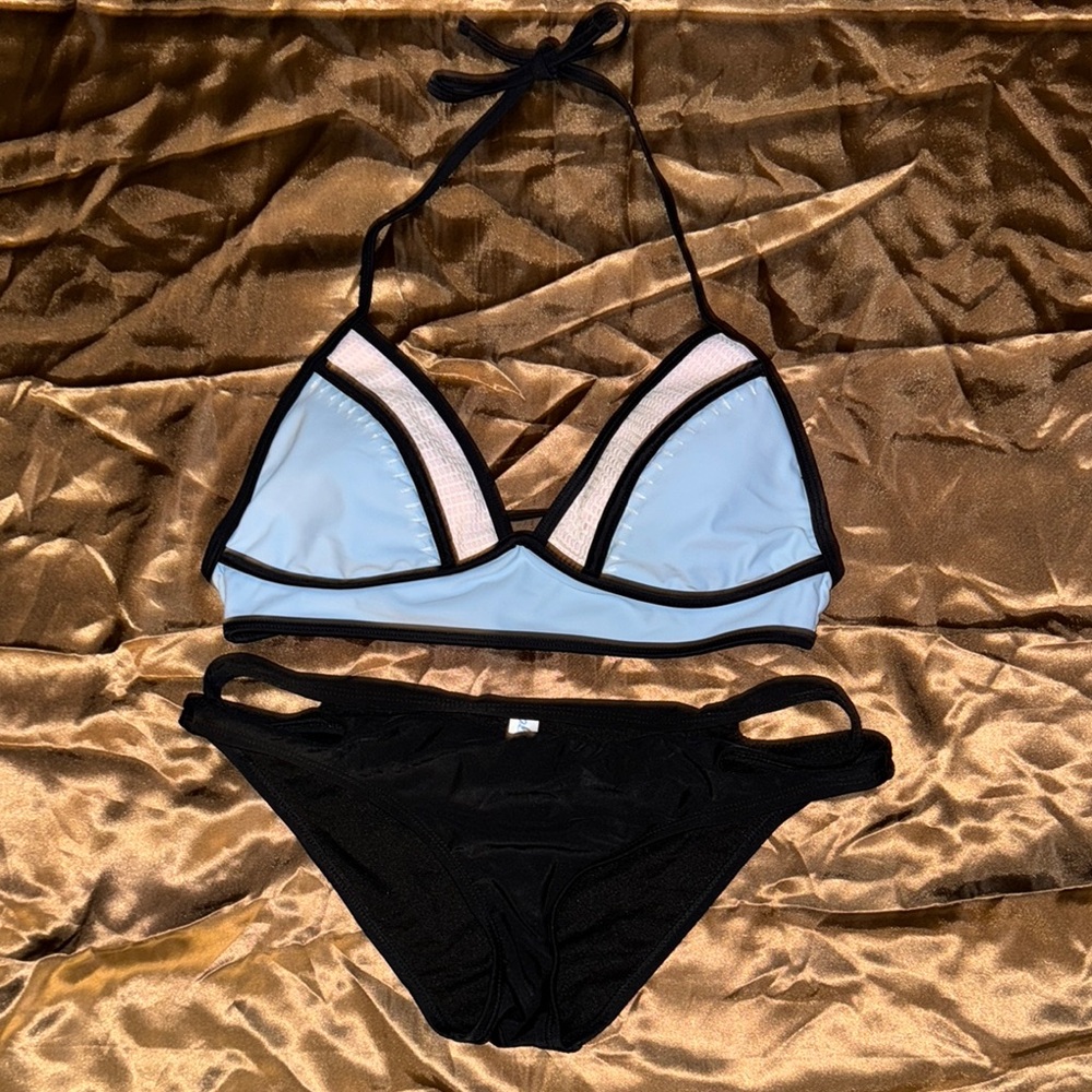 Black and Light Blue Women's Bikini Set